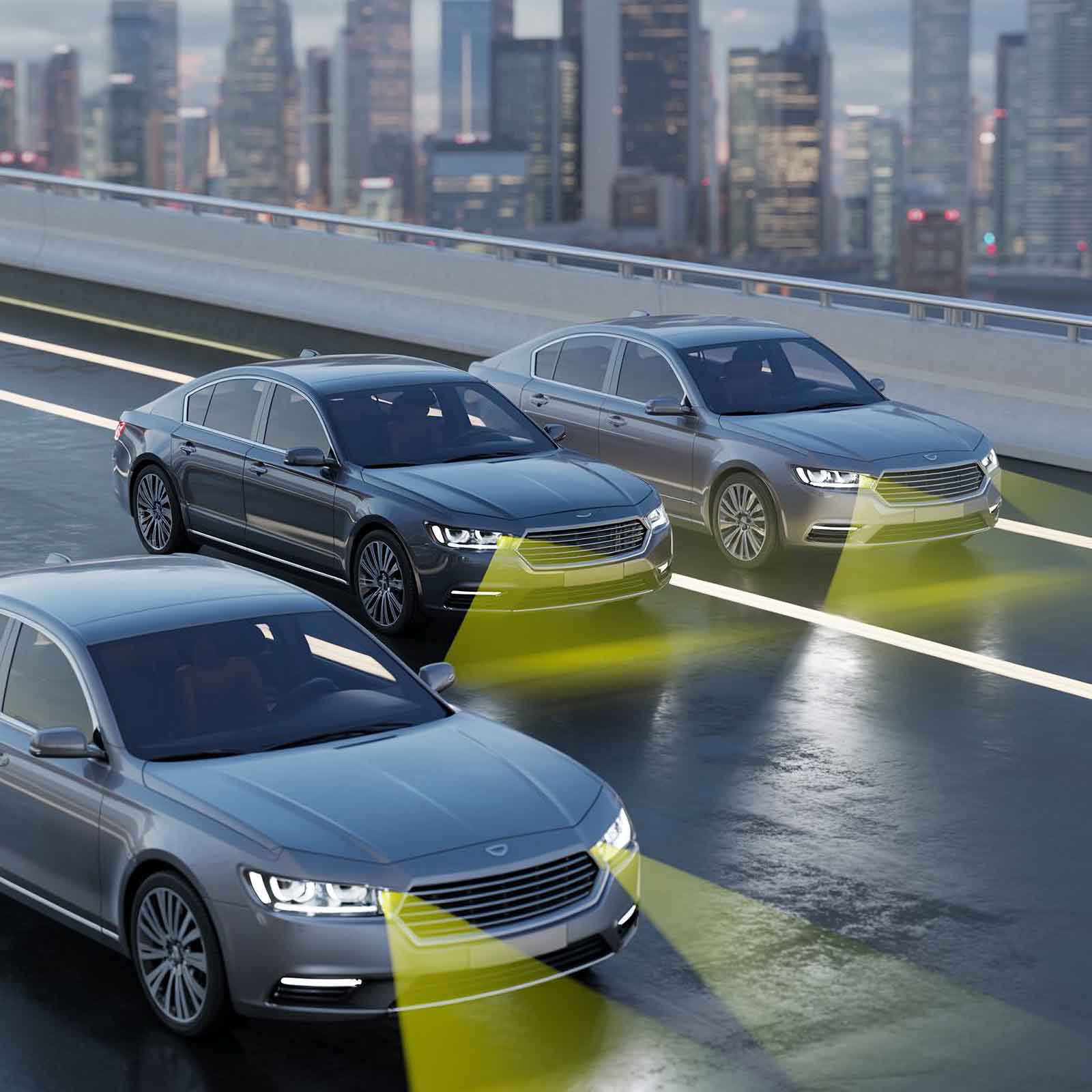 3 3d generated sedans driving on highway – ADAS Services advanced auto solution auto body shop 3 3d generated sedans driving on highway - ADAS Services advanced auto solution auto body shop